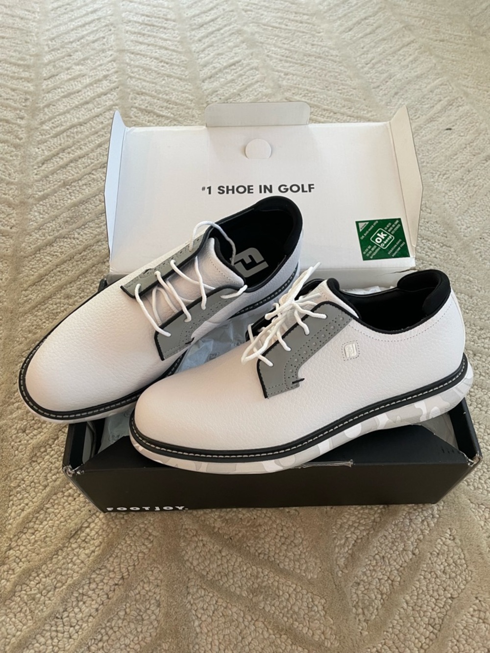 FootJoy White and Gray Men's Golf Oxfords